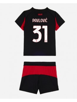Otroški Nogometna dresi replika AC Milan Strahinja Pavlovic #31 Domači 2025-26 Kratek rokav (+ hlače)